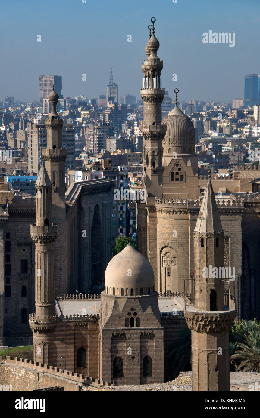 Grandes Mosquées du Caire El Rifai et Sultan Hassan Egypte Banque D'Images