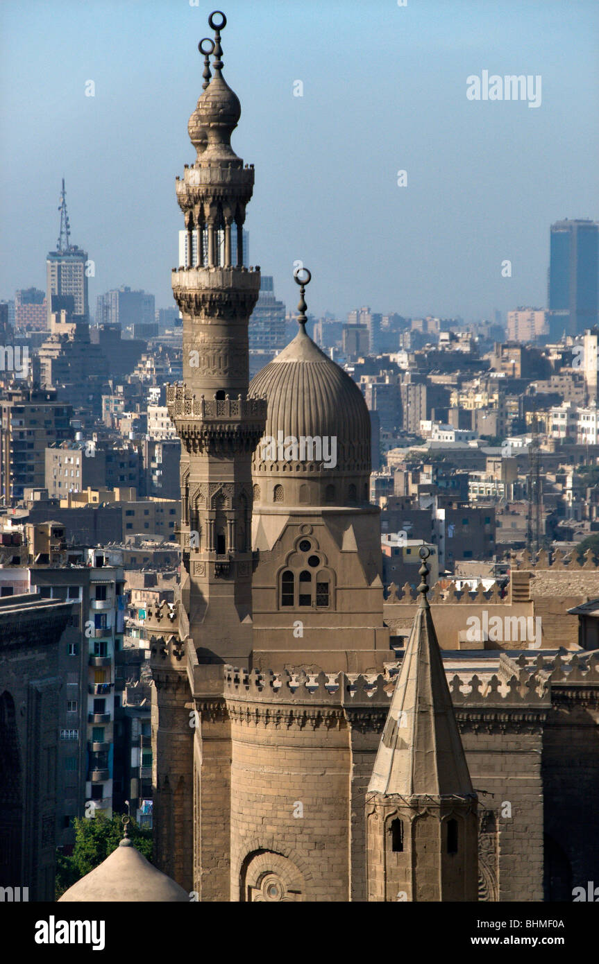 Grandes Mosquées du Caire El Rifai et Sultan Hassan Egypte Banque D'Images