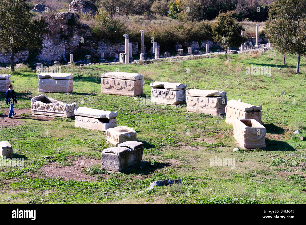 Sarcophage antique d'Éphèse, Turquie Banque D'Images