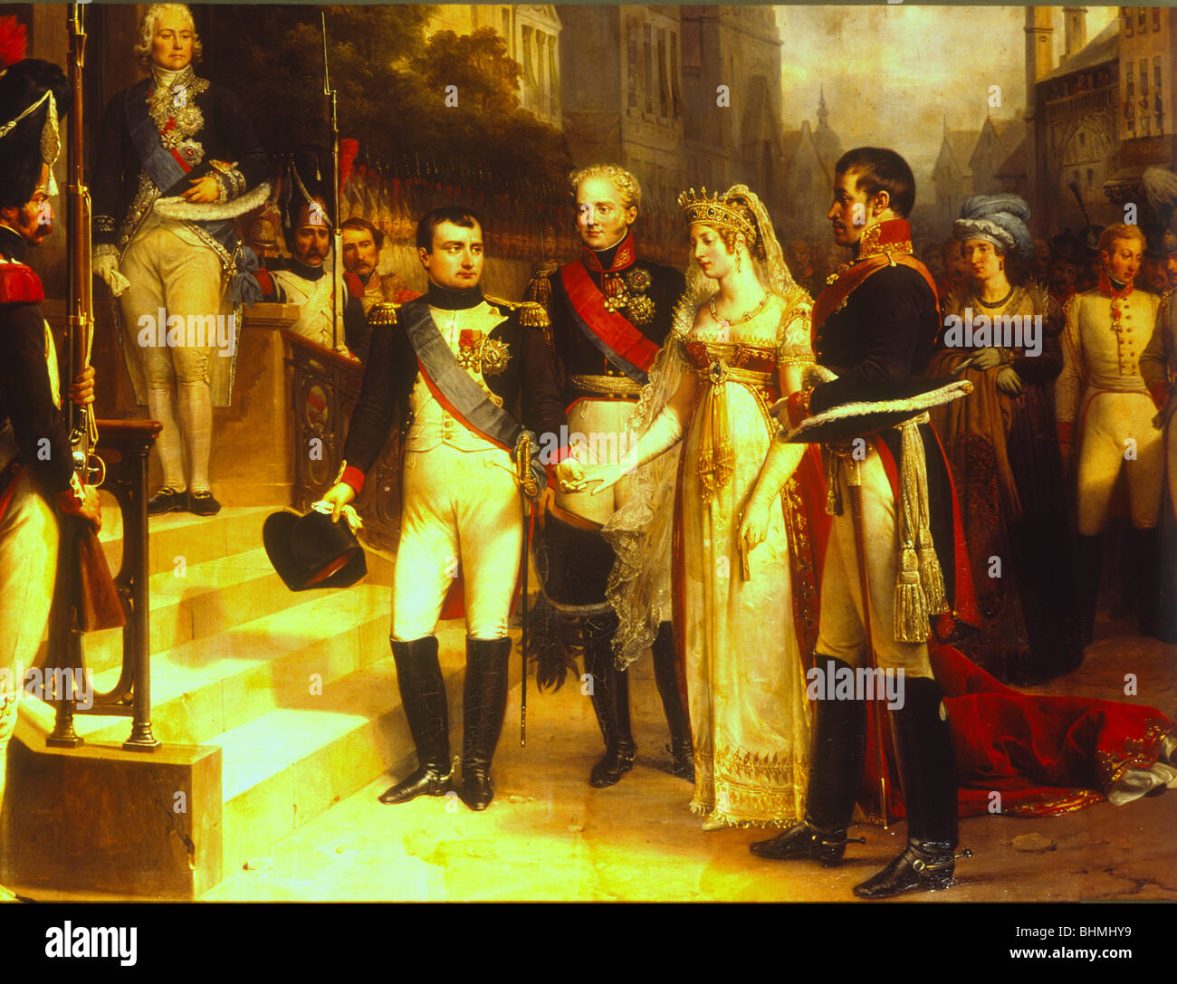 Le mariage de Napoléon Bonaparte à Arch duchesse Marie Louise d'Autriche dans le Salon carré du palais des Tuileries, Paris Banque D'Images