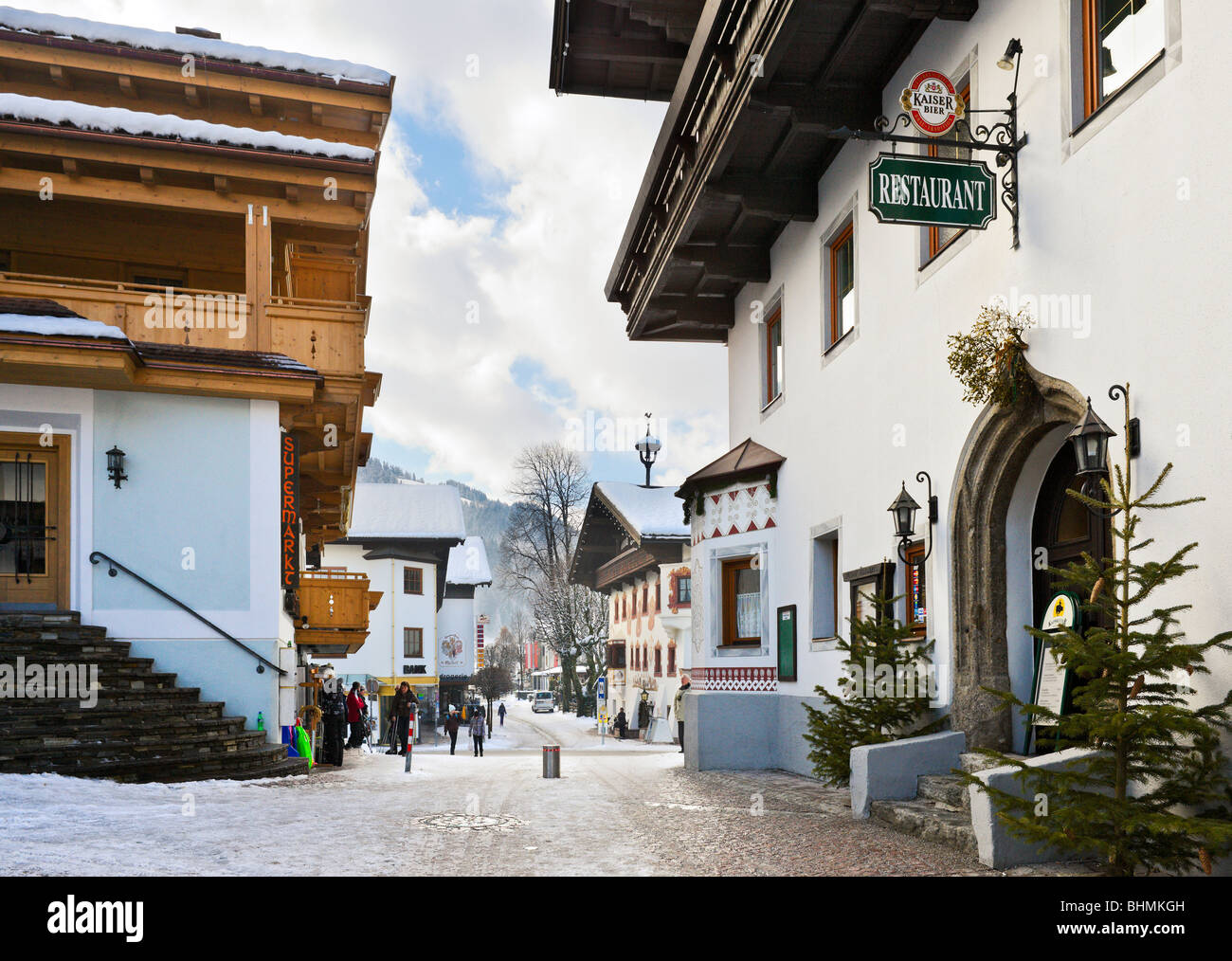 Centre de la station de Soll, région de ski SkiWelt, Tyrol, Autriche Banque D'Images