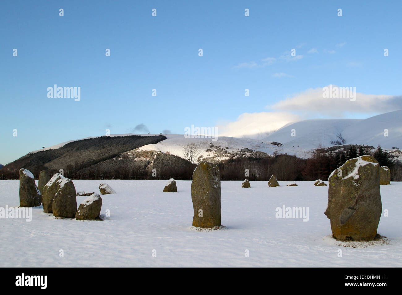Cercle de pierres de Castlerigg stonecircle à Keswick. La région de Cumbria. Le Lake District. La Grande-Bretagne. (Parfois appelé Keswick Carles.) Banque D'Images
