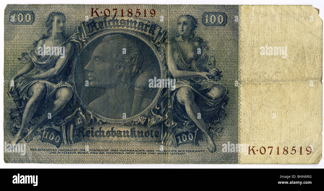 Argent / finance, billets de banque, Allemagne, 100 Reichsmark, Reichsbank, Berlin, 30.8.1924, Banque D'Images