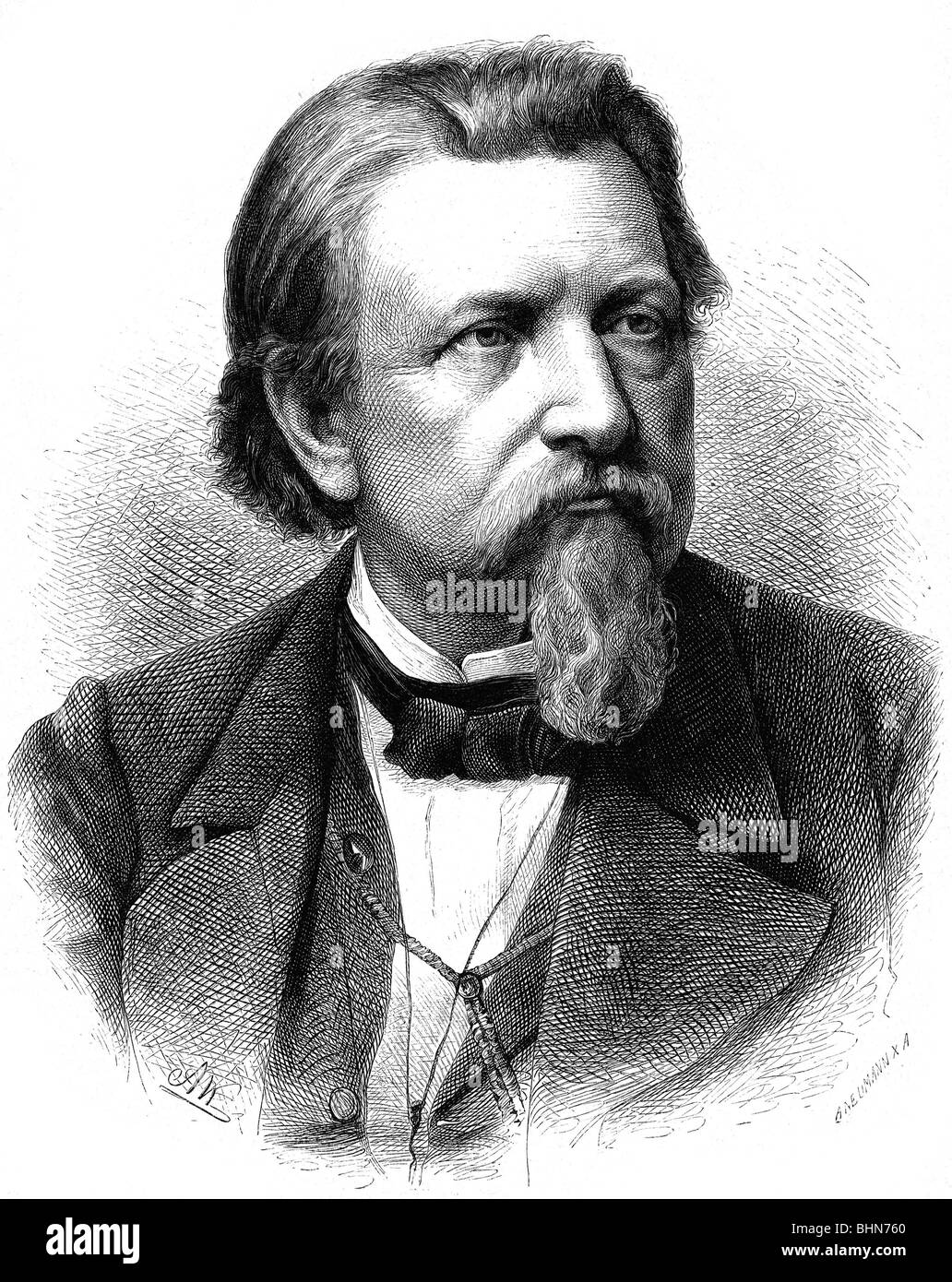 Gutzkow, Karl Ferdinand, 17.3.1811 - 16.12.1878, auteur / écrivain allemand, portrait, gravure de bois, par Adolf Neumann (1825 - 1884), Banque D'Images