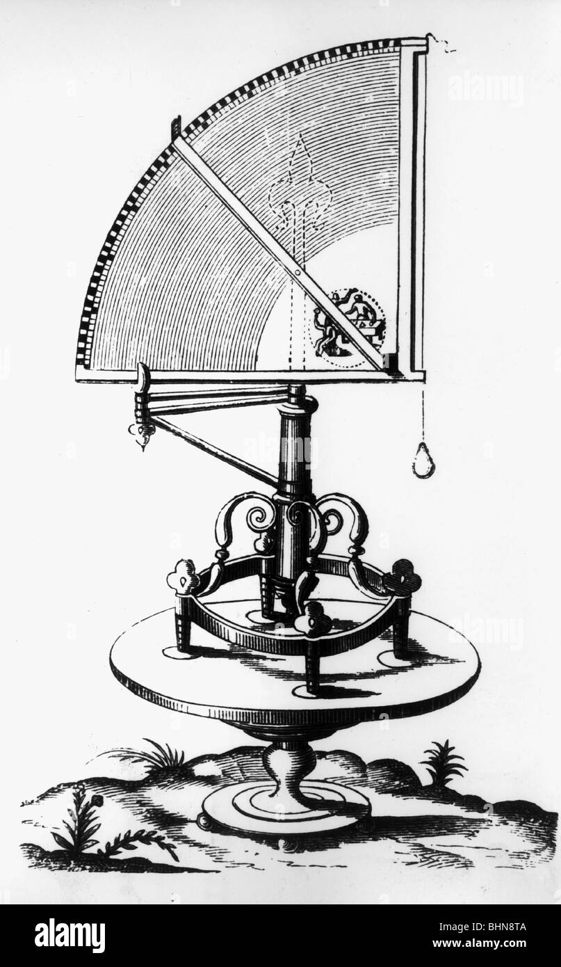 Astronomie, instruments, petit quadrant, gravure en cuivre de 'Astronomiae instaurate, Banque D'Images