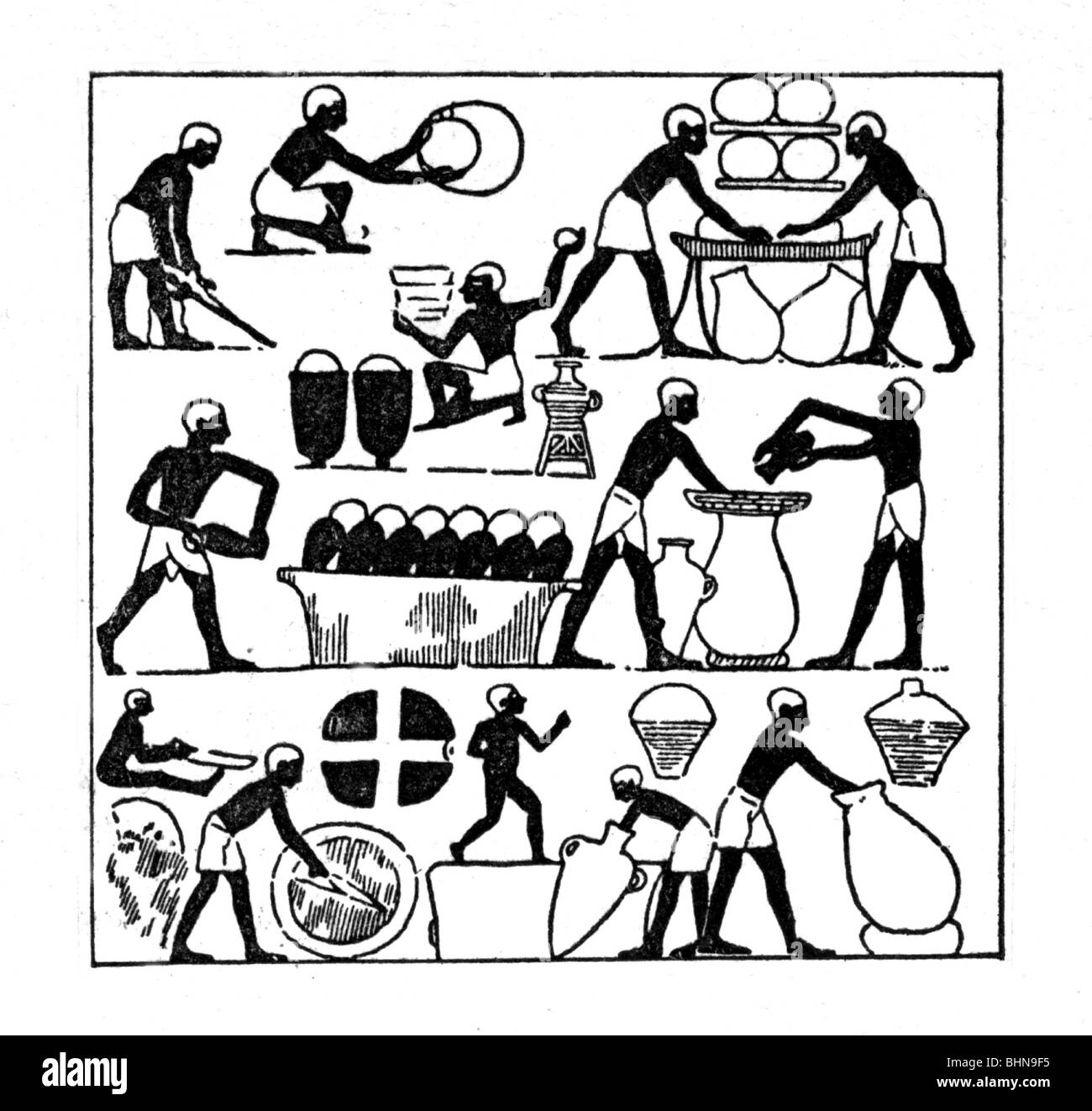 Alcool, bière, infusion en Egypte ancienne, après le soulagement de la tombe TT52 (Nakht), Kurna, 18ème dynastie, vers 1425 avant J.-C., historique, brasseur, brasseurs, production, antiquité, époque ancienne, monde antique, monde antique, peuple, Banque D'Images