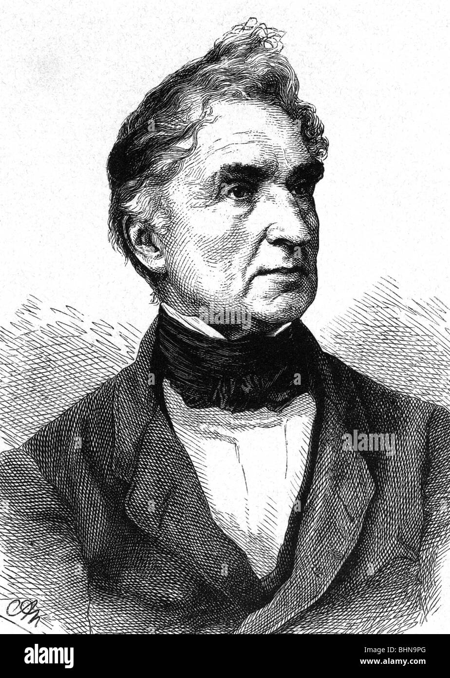 Liebig, Jutus von, 12.5.1803 - 18.4.1873, chimiste allemand, portrait, gravure en bois par Adolf Neumann (1825 - 1884), Banque D'Images
