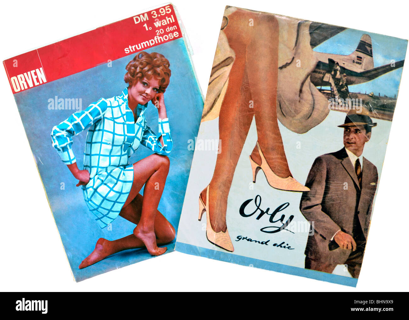 Mode, bas, paquets de pantiflexibles fins d'Orly, Allemagne, 1962 et 1968, Banque D'Images