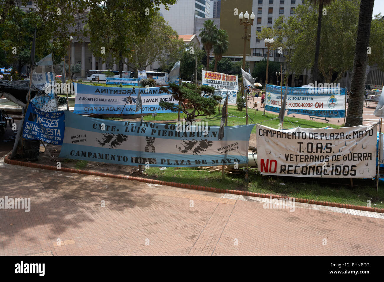 Las Malvinas protestation Veterans Memorial Plaza de Mayo buenos aires Argentine Amérique du Sud Banque D'Images