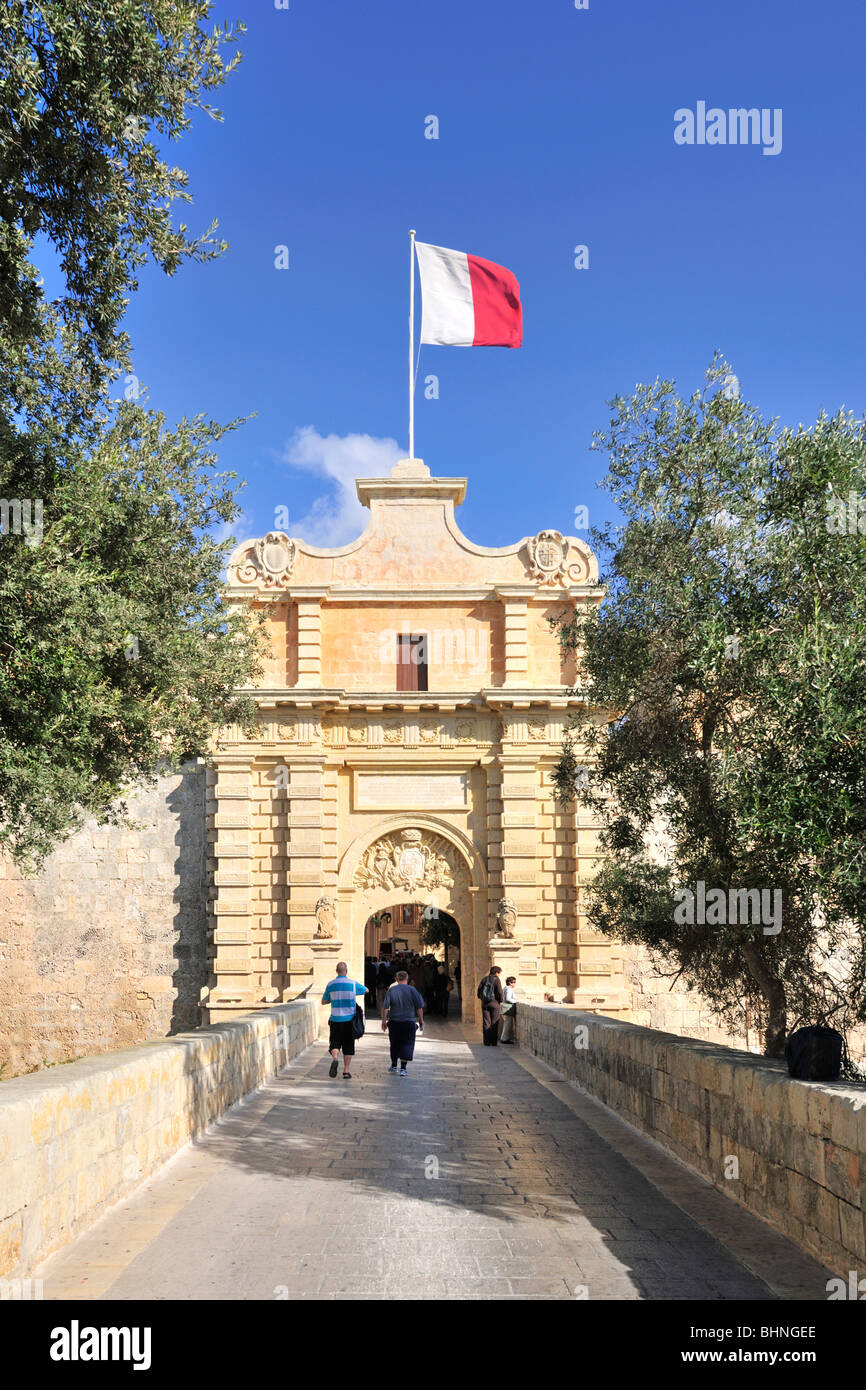 Entrée principale de Mdina, Malte Banque D'Images