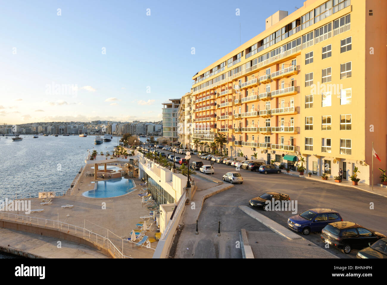 Front de mer de Sliema développement résidentiel Banque D'Images