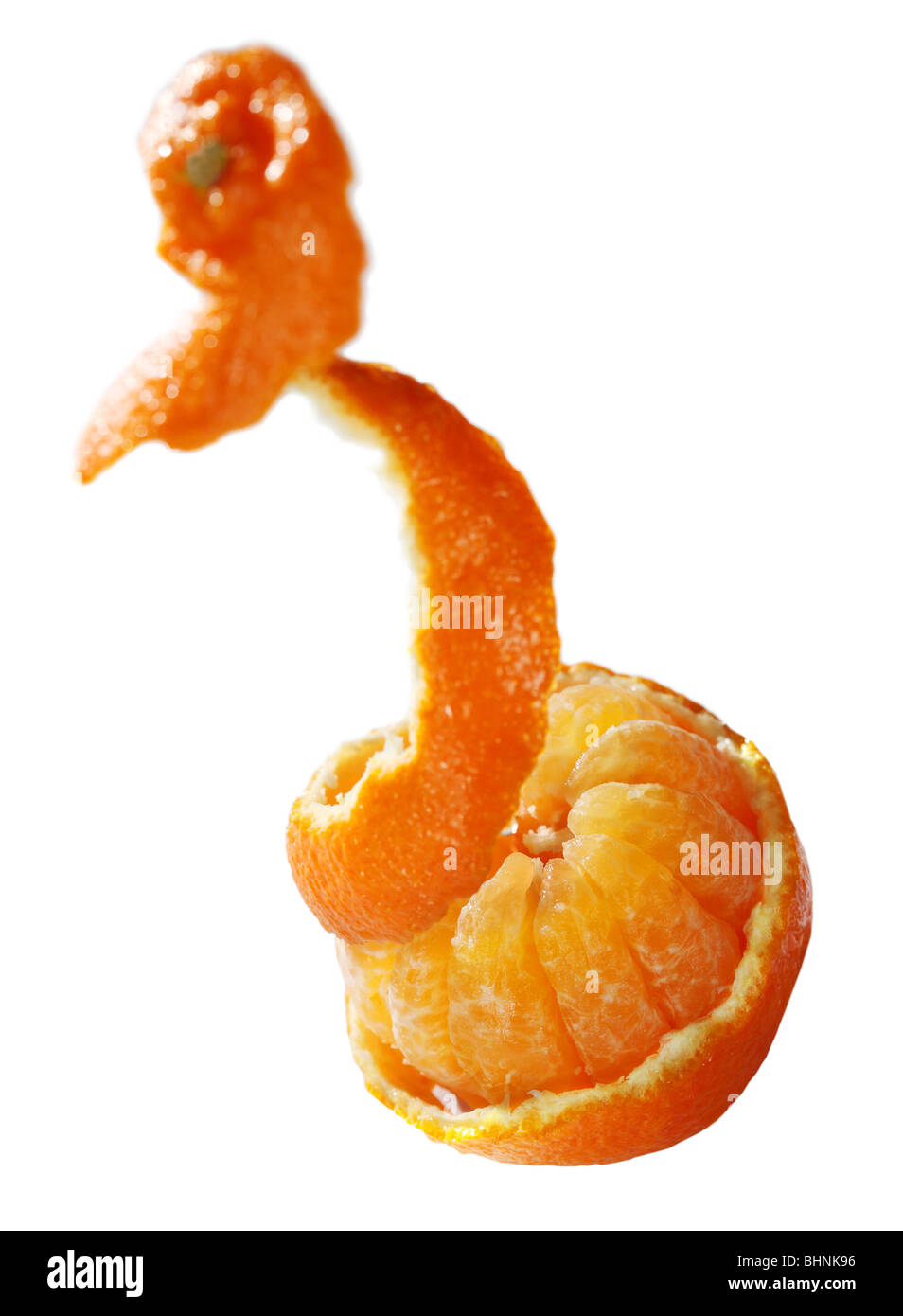 Clémentine la mandarine mandarine peler la peau Banque D'Images