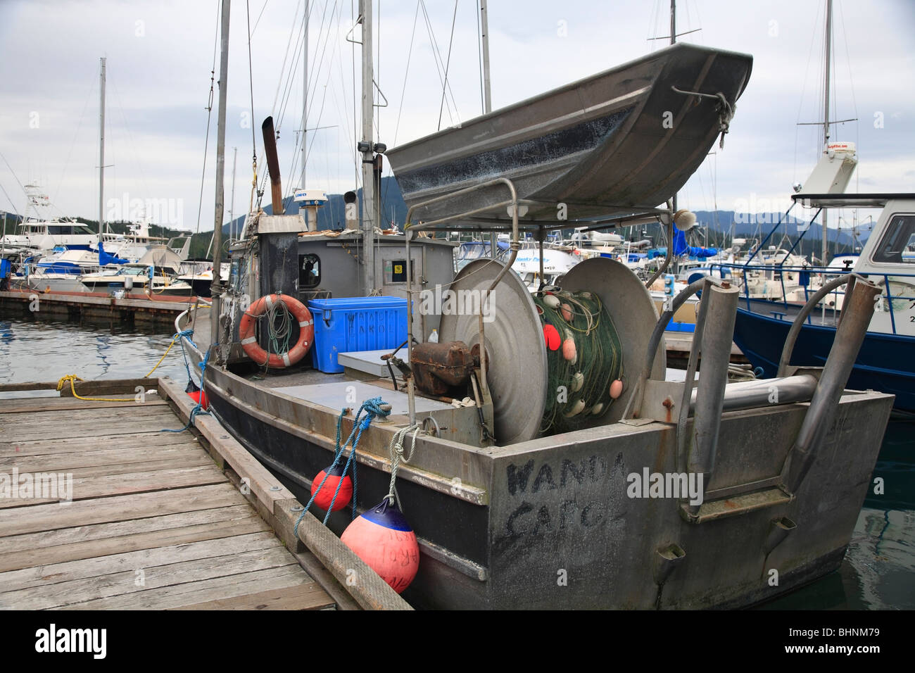 La pêche commerciale au filet maillant à quai, Prince Rupert (Colombie-Britannique) Banque D'Images