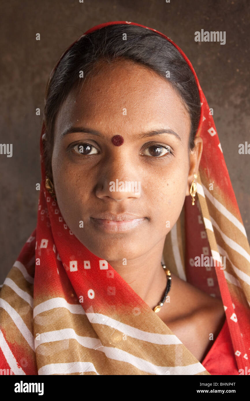 Rurales indiennes woman portrait Banque D'Images