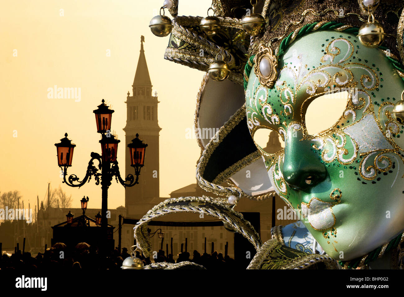 Masque de Venise - et san Girogio église Banque D'Images