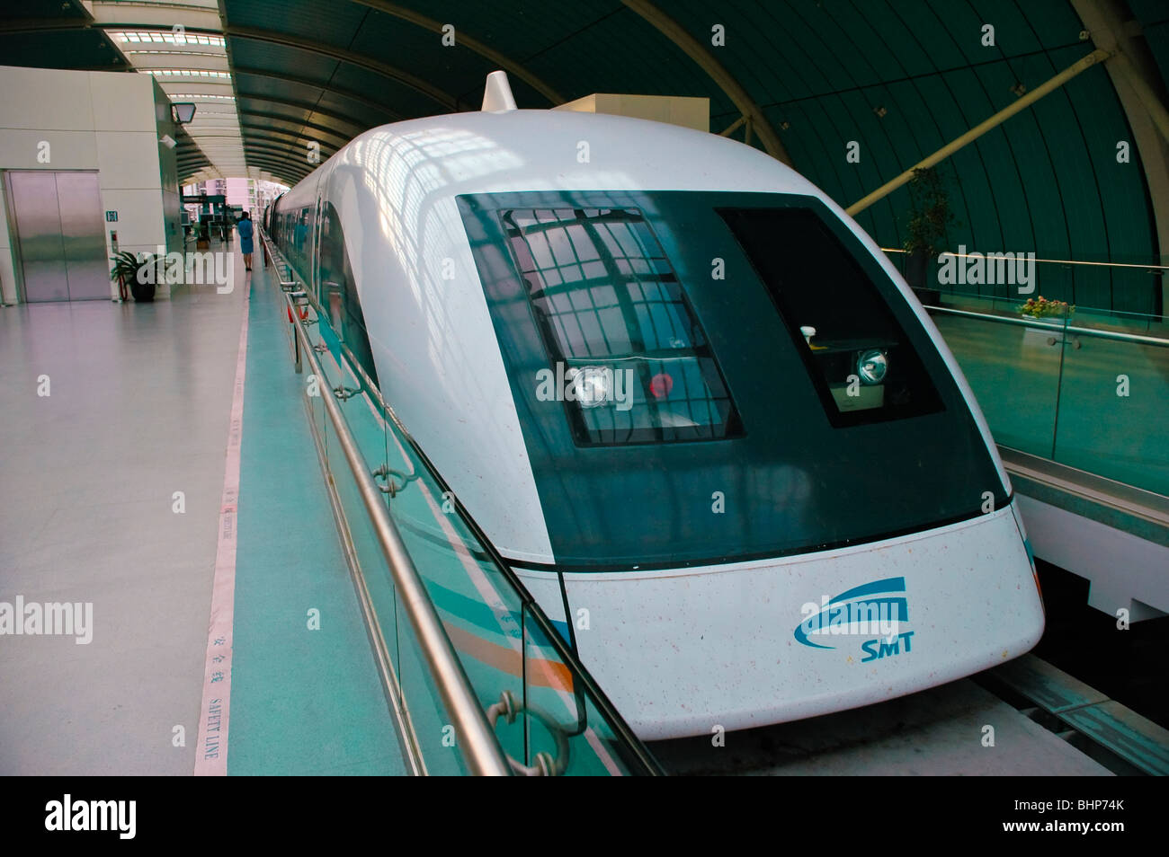 Maglev, Transrapid, train à grande vitesse, à la gare de Pudong, Shanghai, Chine Banque D'Images