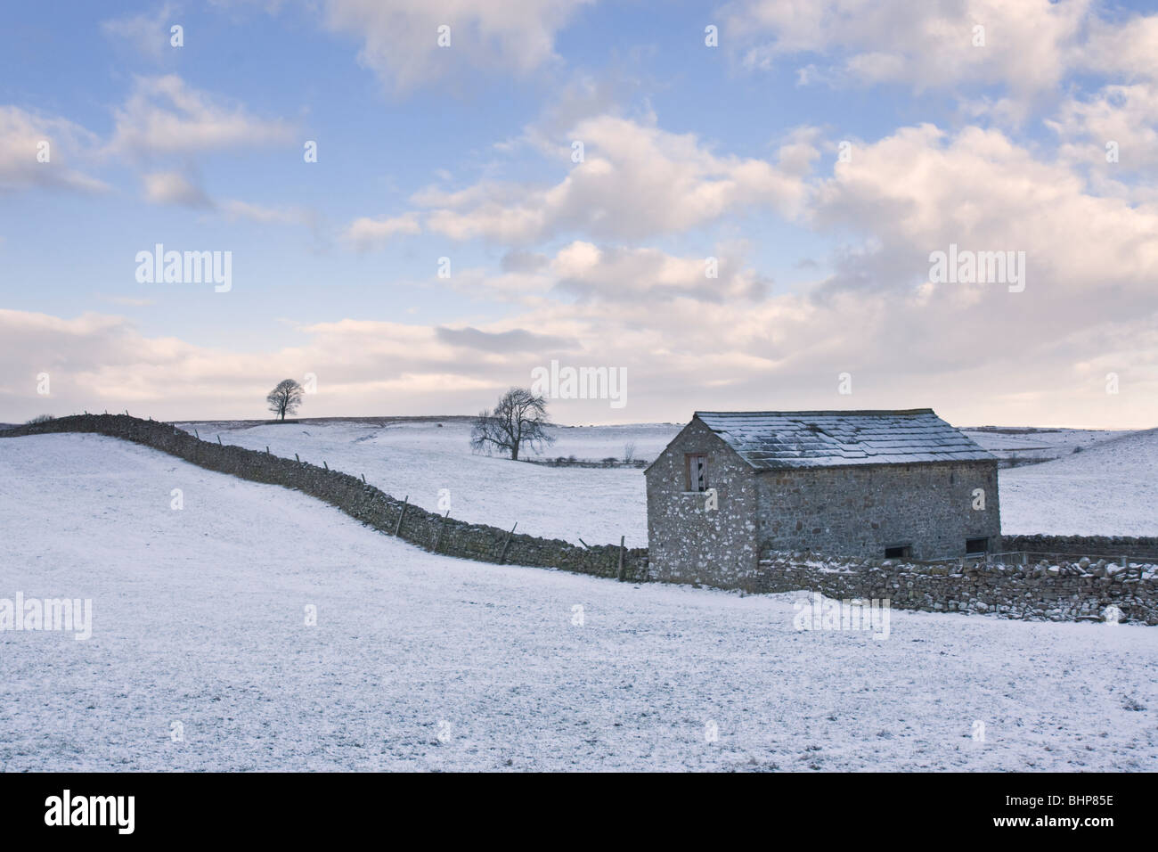 Grange et des terres agricoles au-dessus Bellerby, Yorkshire du Nord Banque D'Images