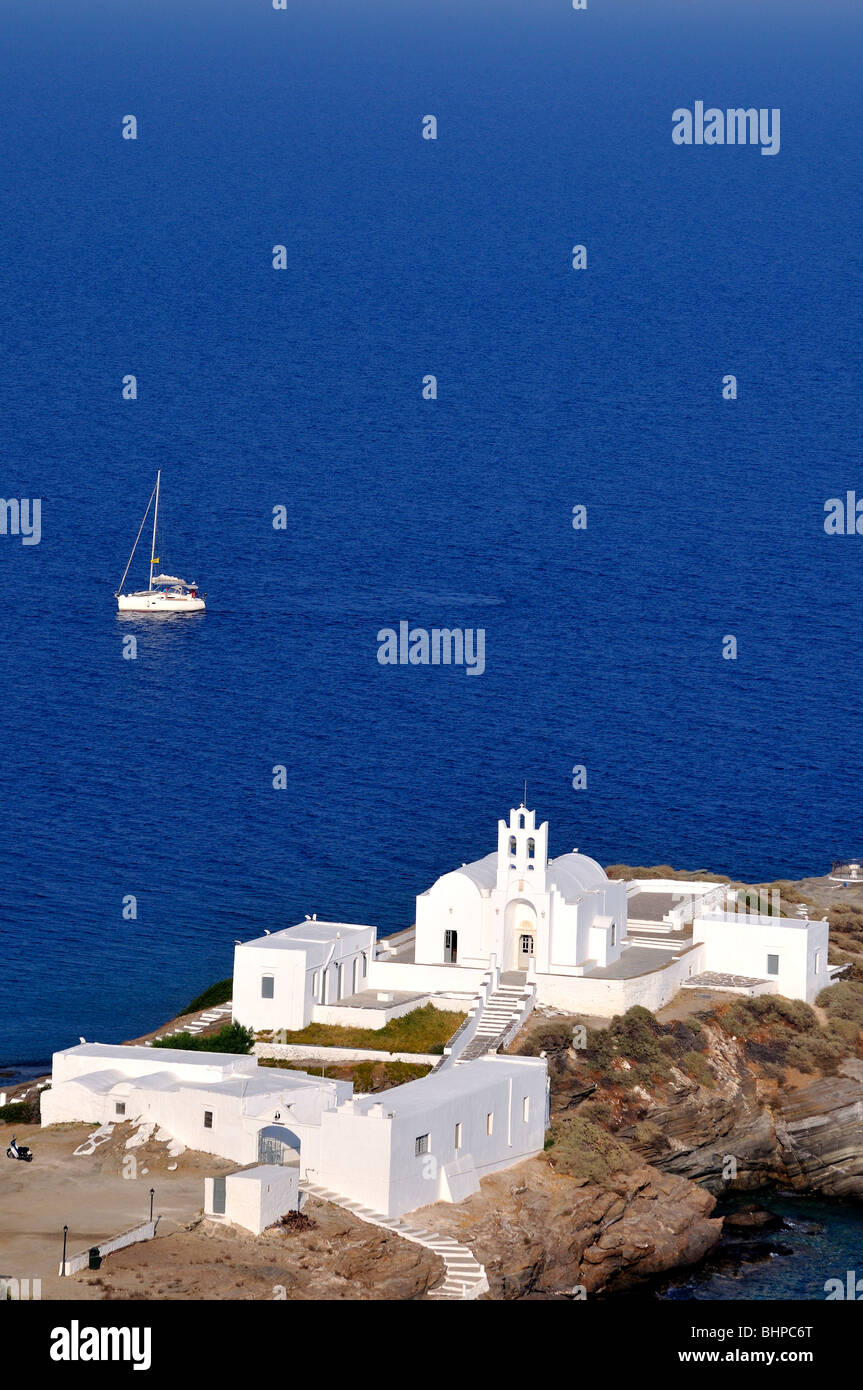 Chrisopigi monastère, Sifnos island, Grèce Banque D'Images