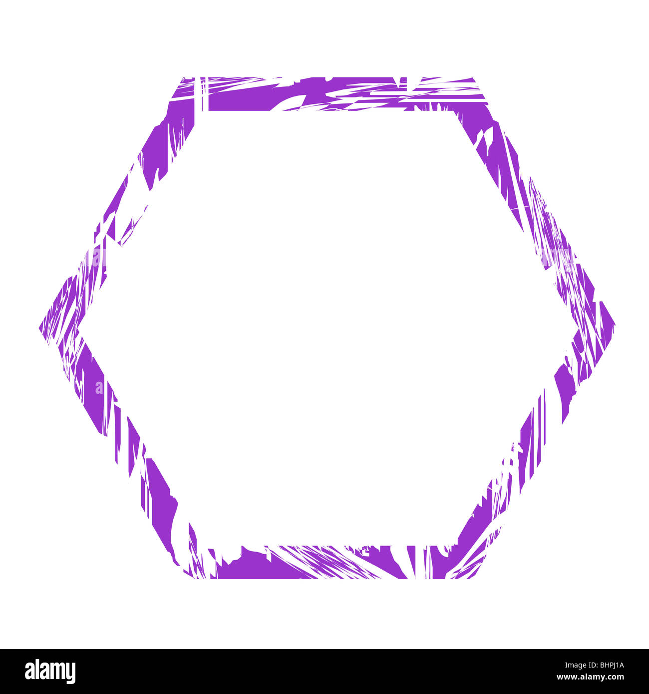 Blank permet d'affaires hexagonal stamp, isolé sur fond blanc. Banque D'Images