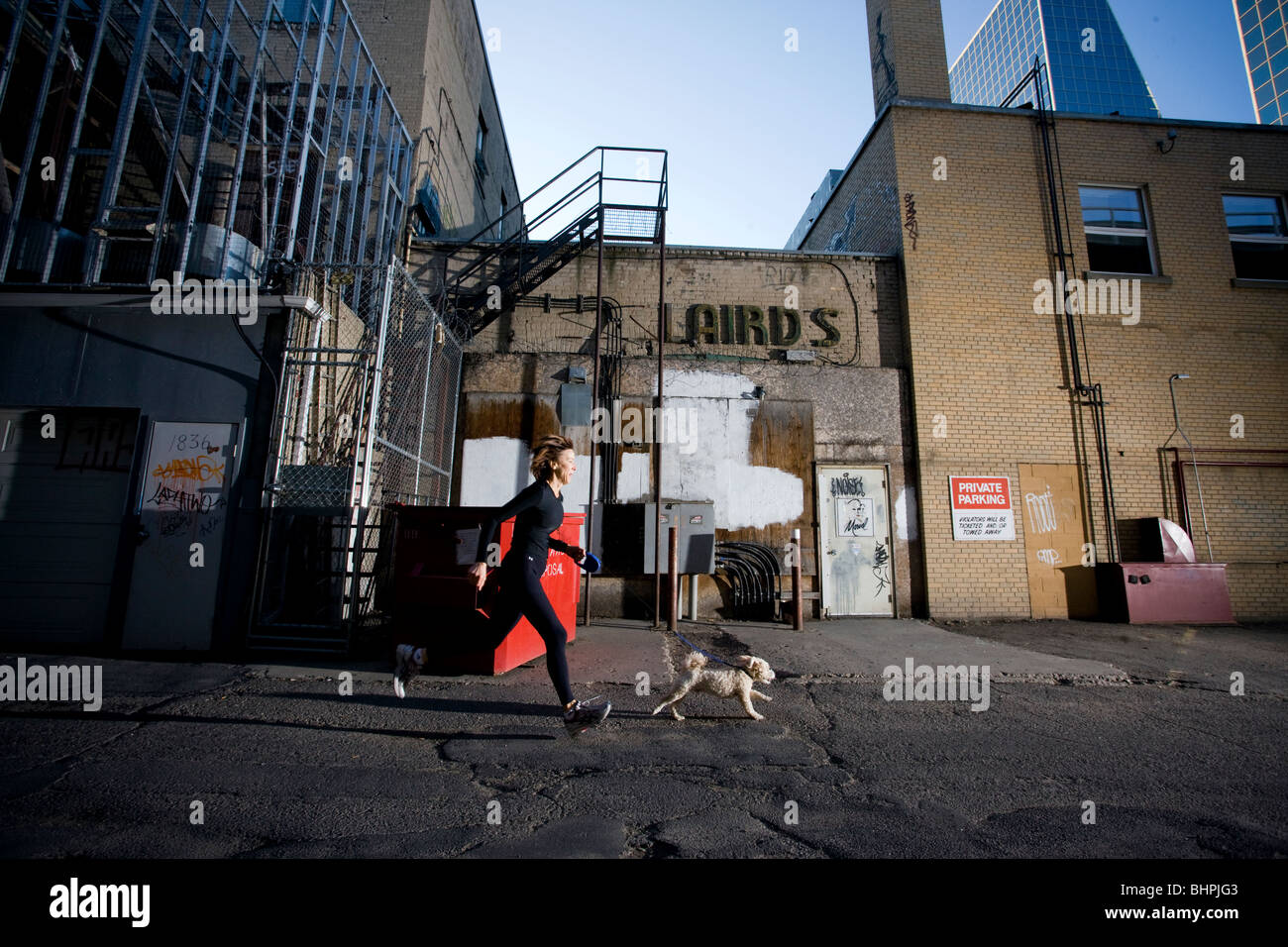 En sprint Runner stationnement urbain, matin, Regina, Saskatchewan Banque D'Images