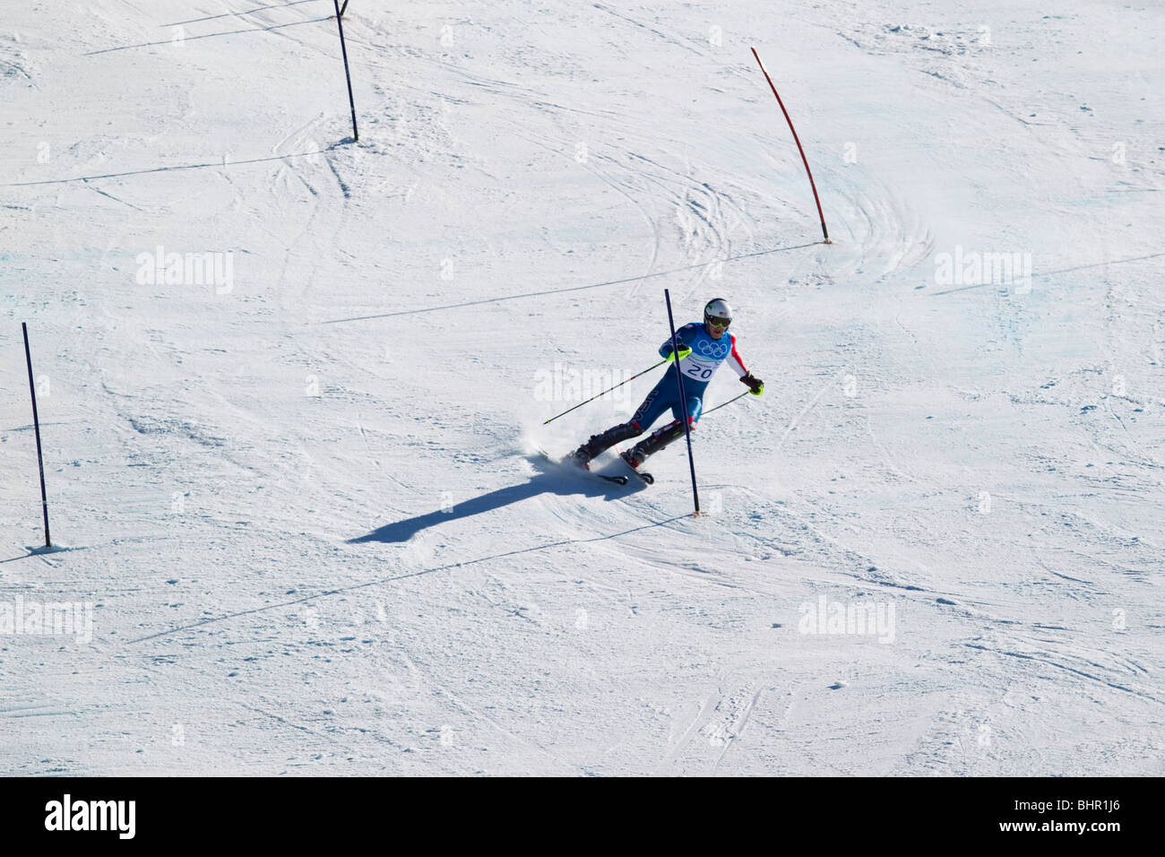 Bode Miller (USA), gagnant de la médaille d'or de la finition de la partie slalom Ski alpin Super combiné hommes lors des Jeux Olympiques Banque D'Images