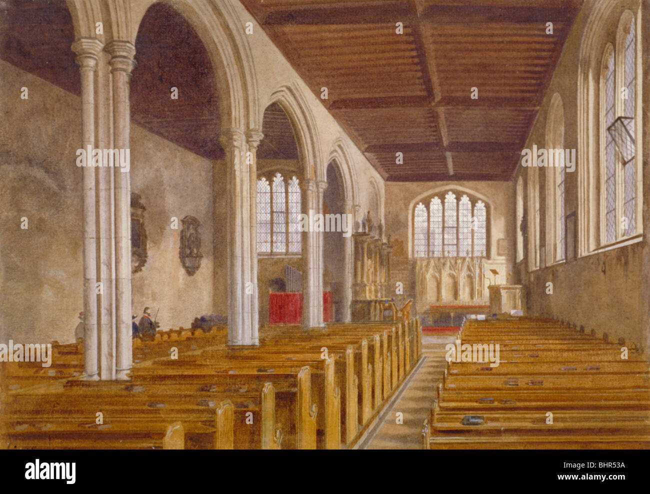 Vue de l'intérieur de la chapelle de St Peter ad Vincula, Tour de Londres, Stepney, Londres, 1883. Artiste : John Crowther Banque D'Images