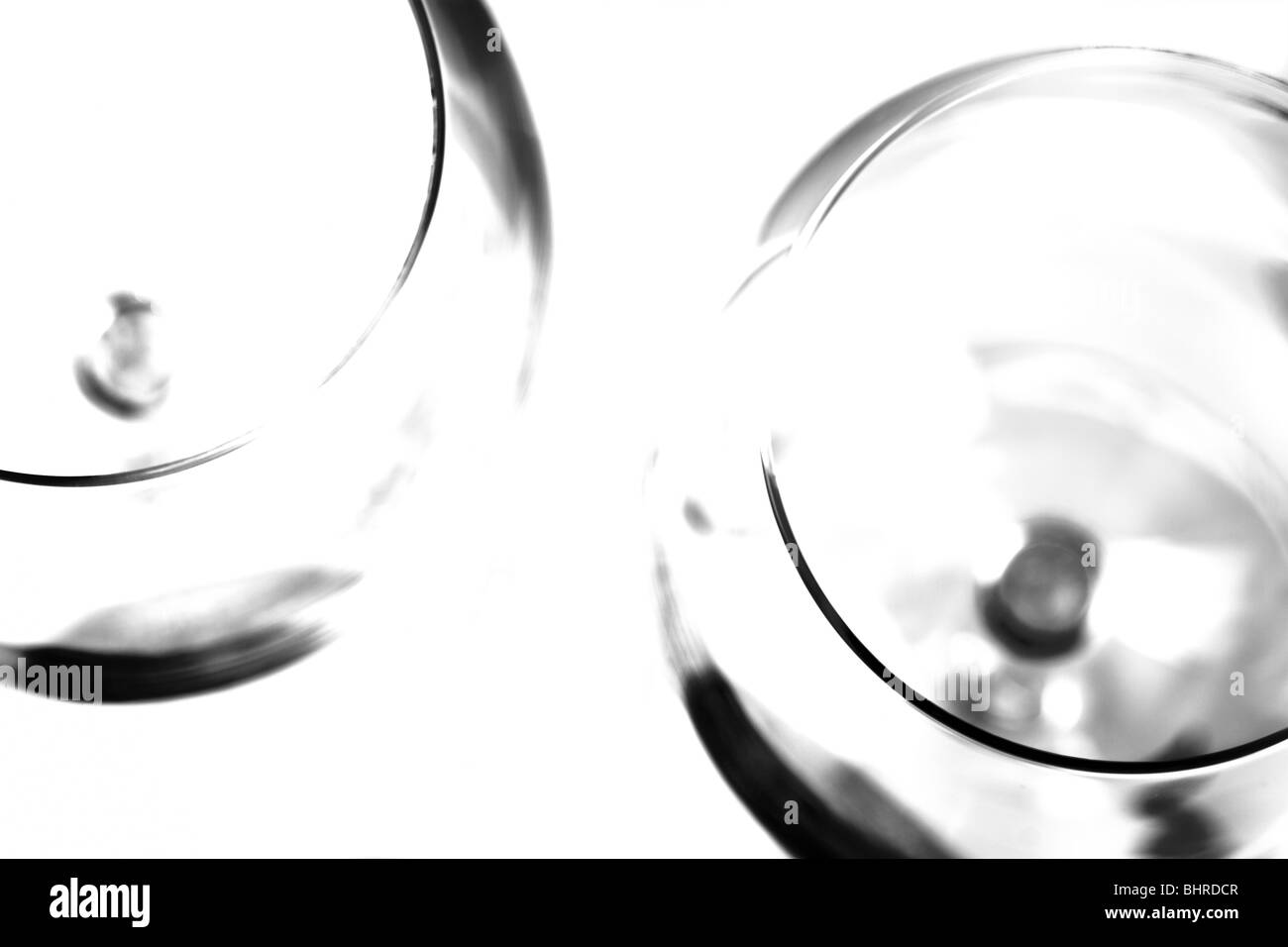 Résumé des verres à vin, noir et blanc à contraste élevé Banque D'Images