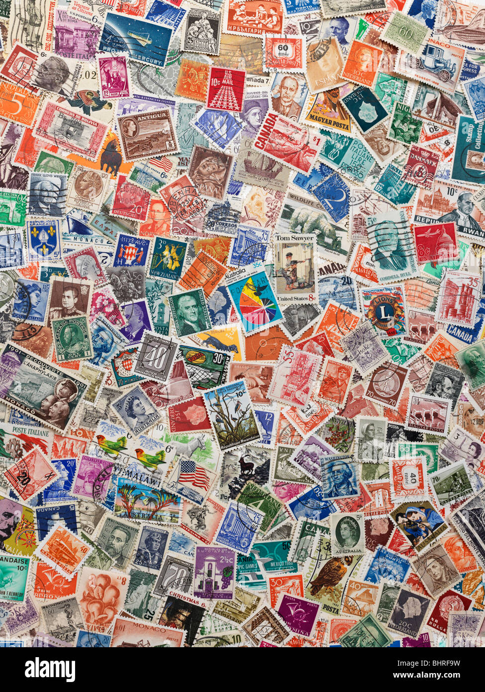 Les timbres postaux du monde, collection vie encore Banque D'Images