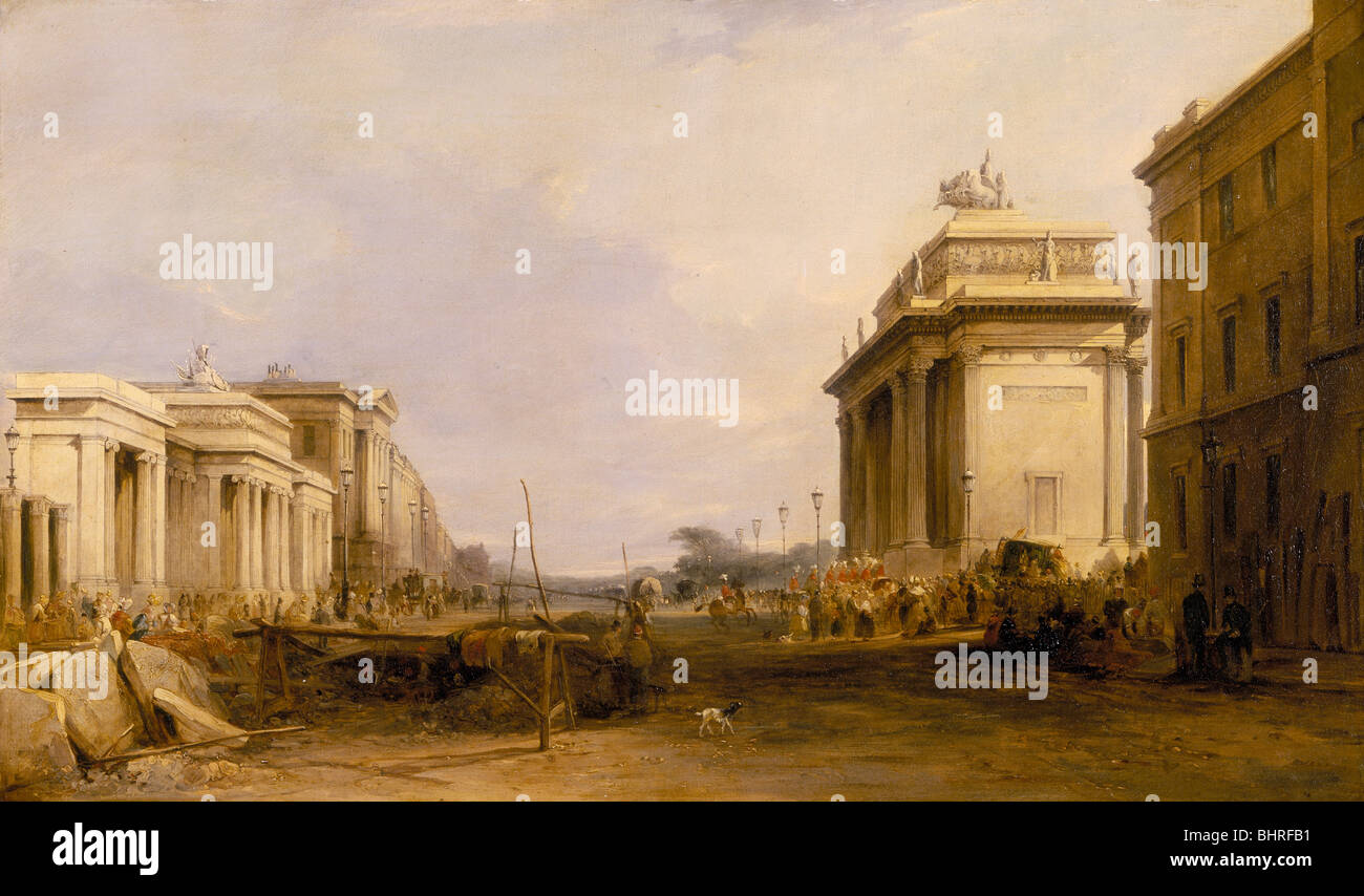 'Hyde Park Corner et Constitution Arch', c1833. Artiste : James Holland Banque D'Images