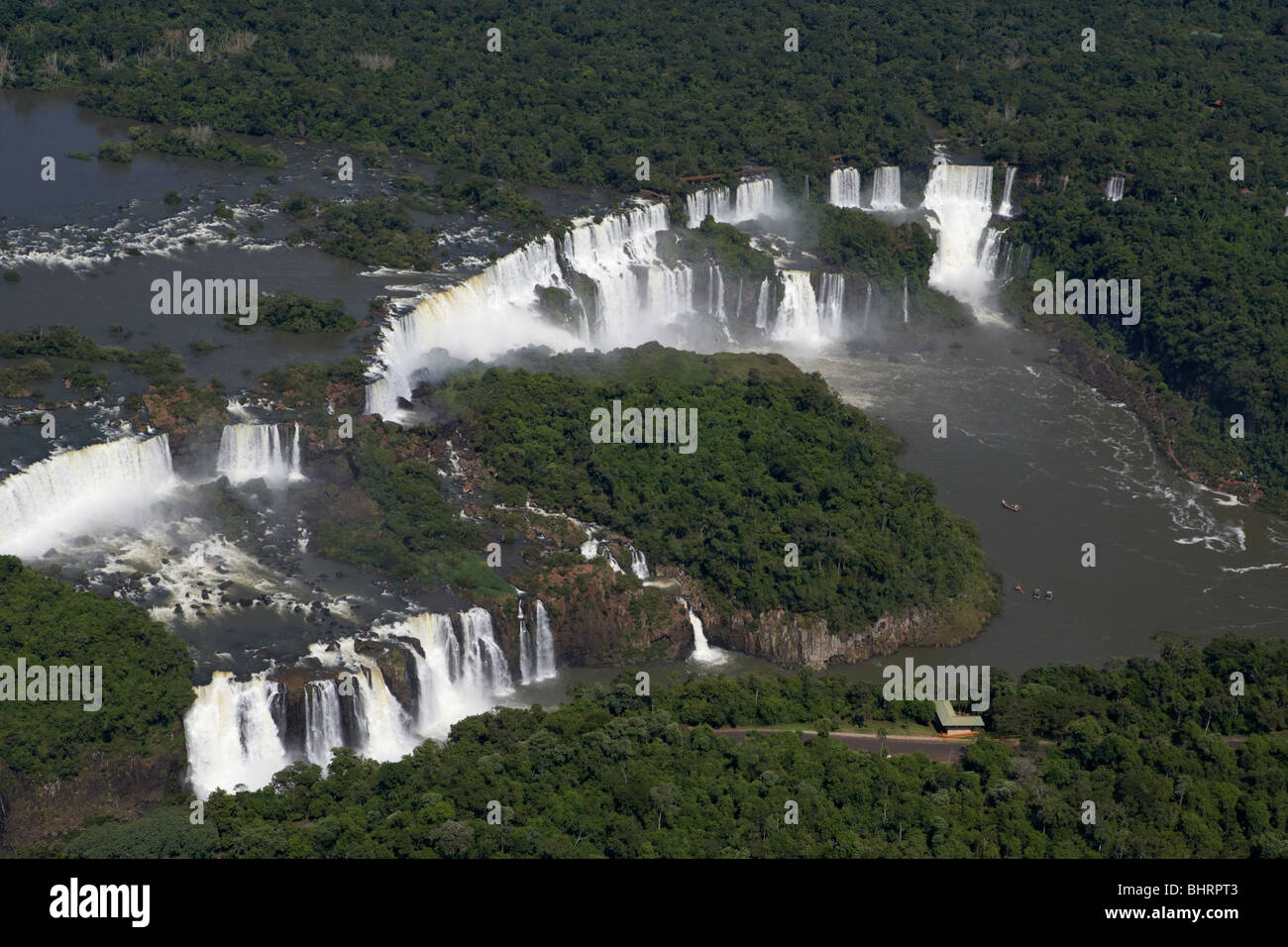 Vue aérienne de la rivière iguazu et du parc national iguaçu Paraná, Brésil, Amérique du Sud, Banque D'Images