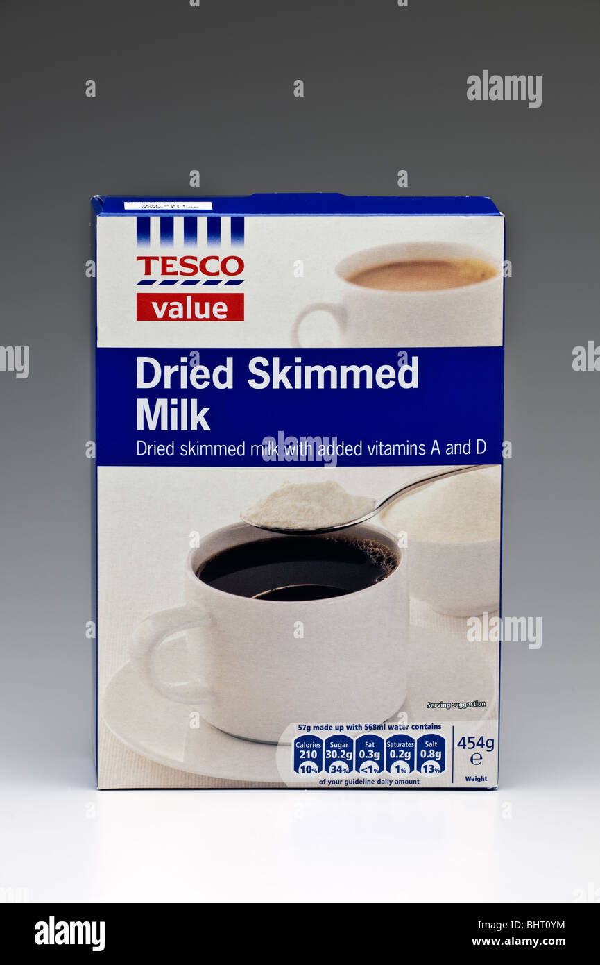 Fort de Tesco le lait écrémé en poudre séché Banque D'Images