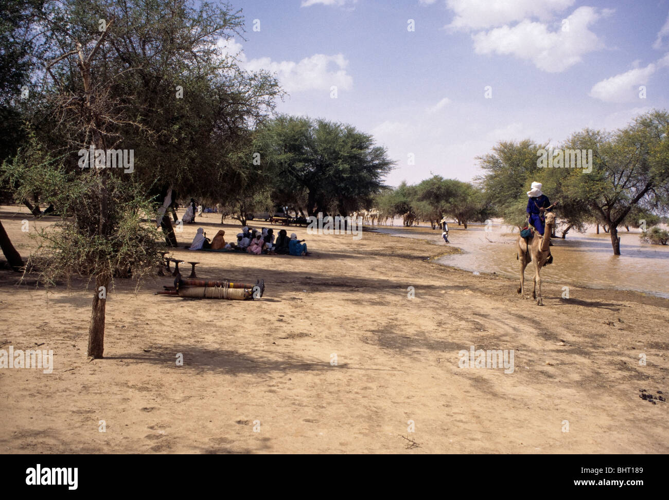 Akadaney, Centre du Niger, Afrique de l'Ouest. Les nomades Peuls. Lieu de rassemblement annuel par des saisonniers Lake pour la Gerewol annuel. Banque D'Images