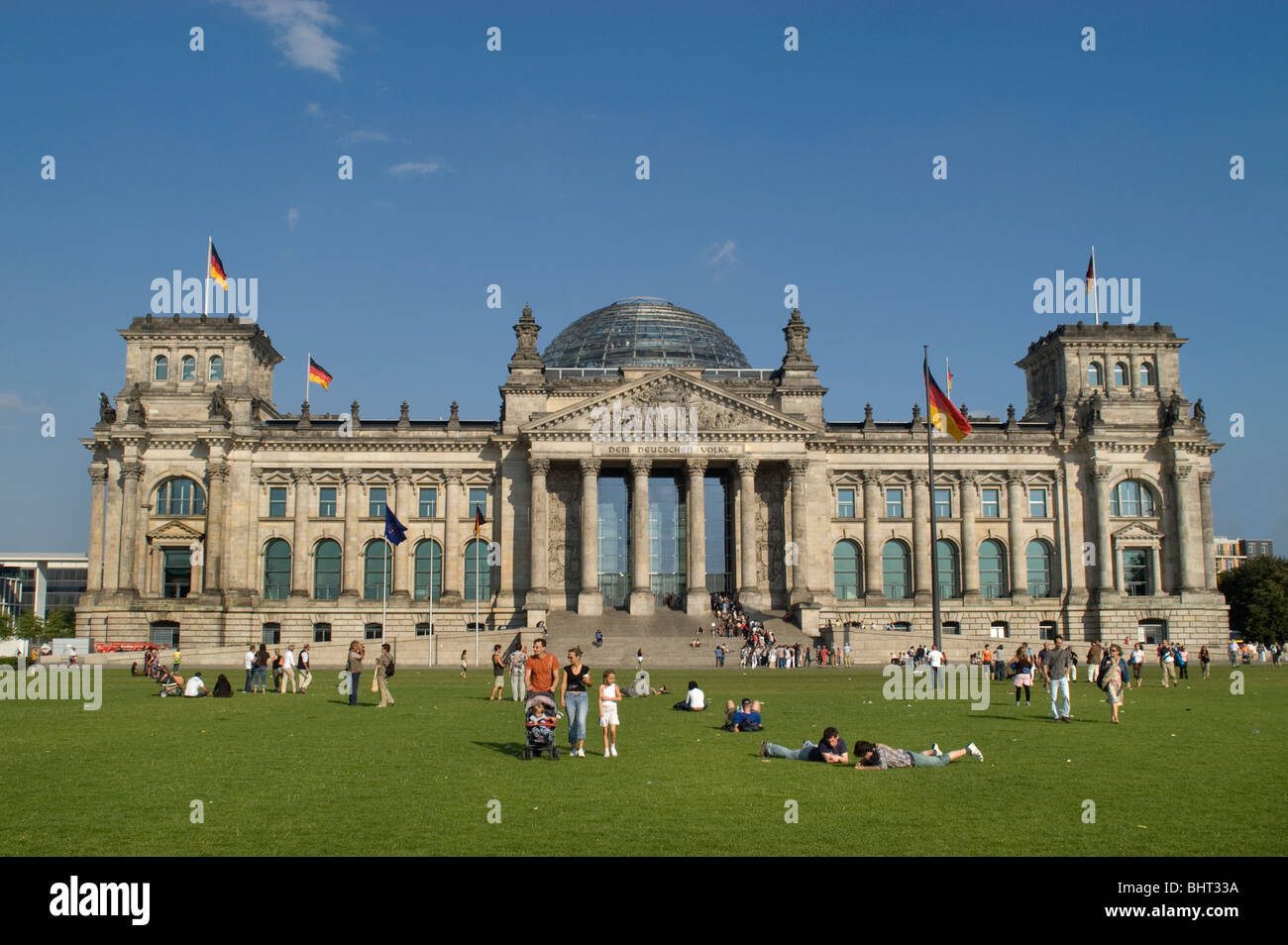 Reichstag, Reichstagsgebäude, Berlin qui abrite le Bundestag, la chambre basse du Parlement allemand, construit en 1894. Allemagne Banque D'Images