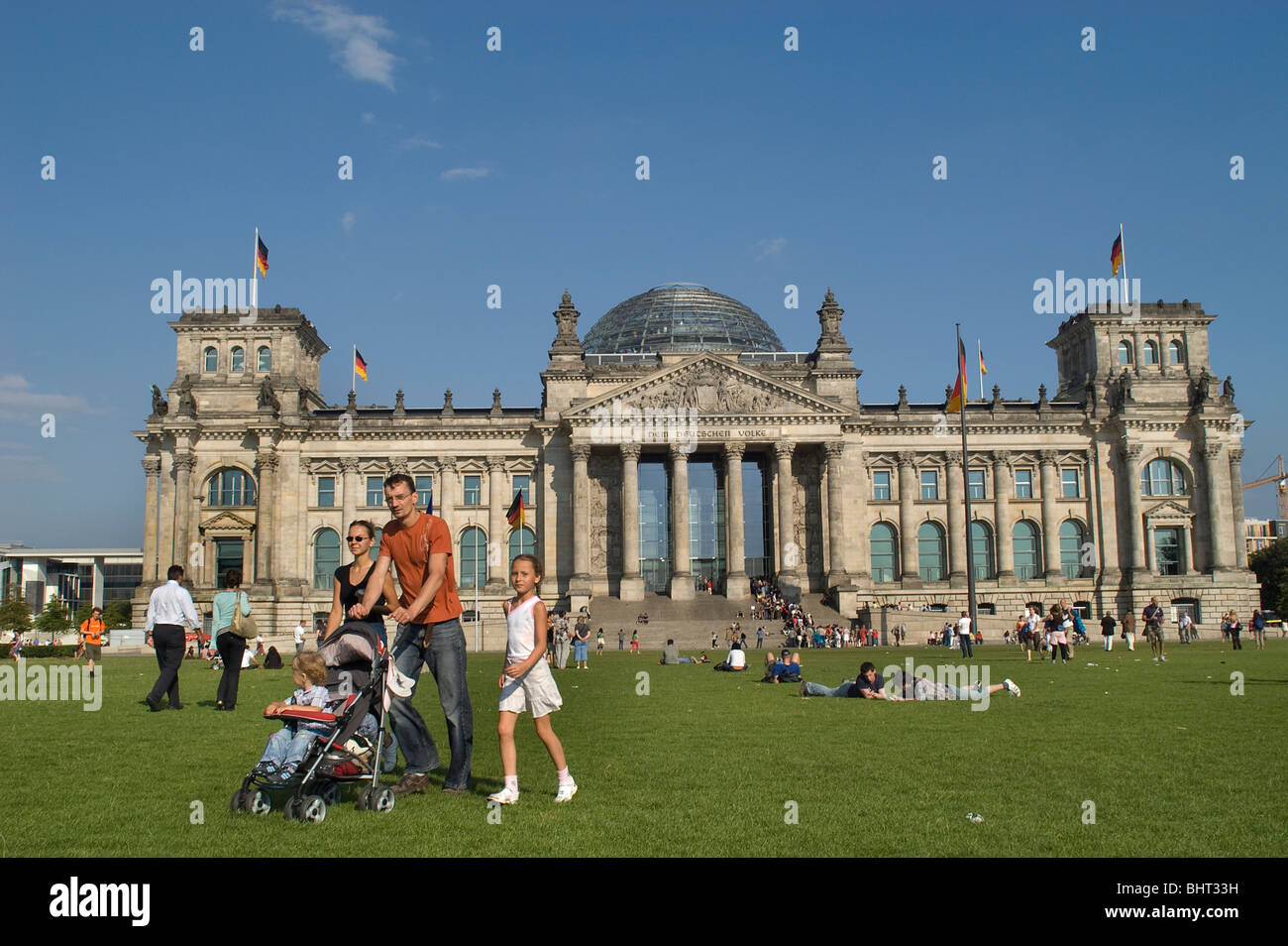 Reichstag, Reichstagsgebäude, Berlin qui abrite le Bundestag, la chambre basse du Parlement allemand, construit en 1894. Allemagne Banque D'Images