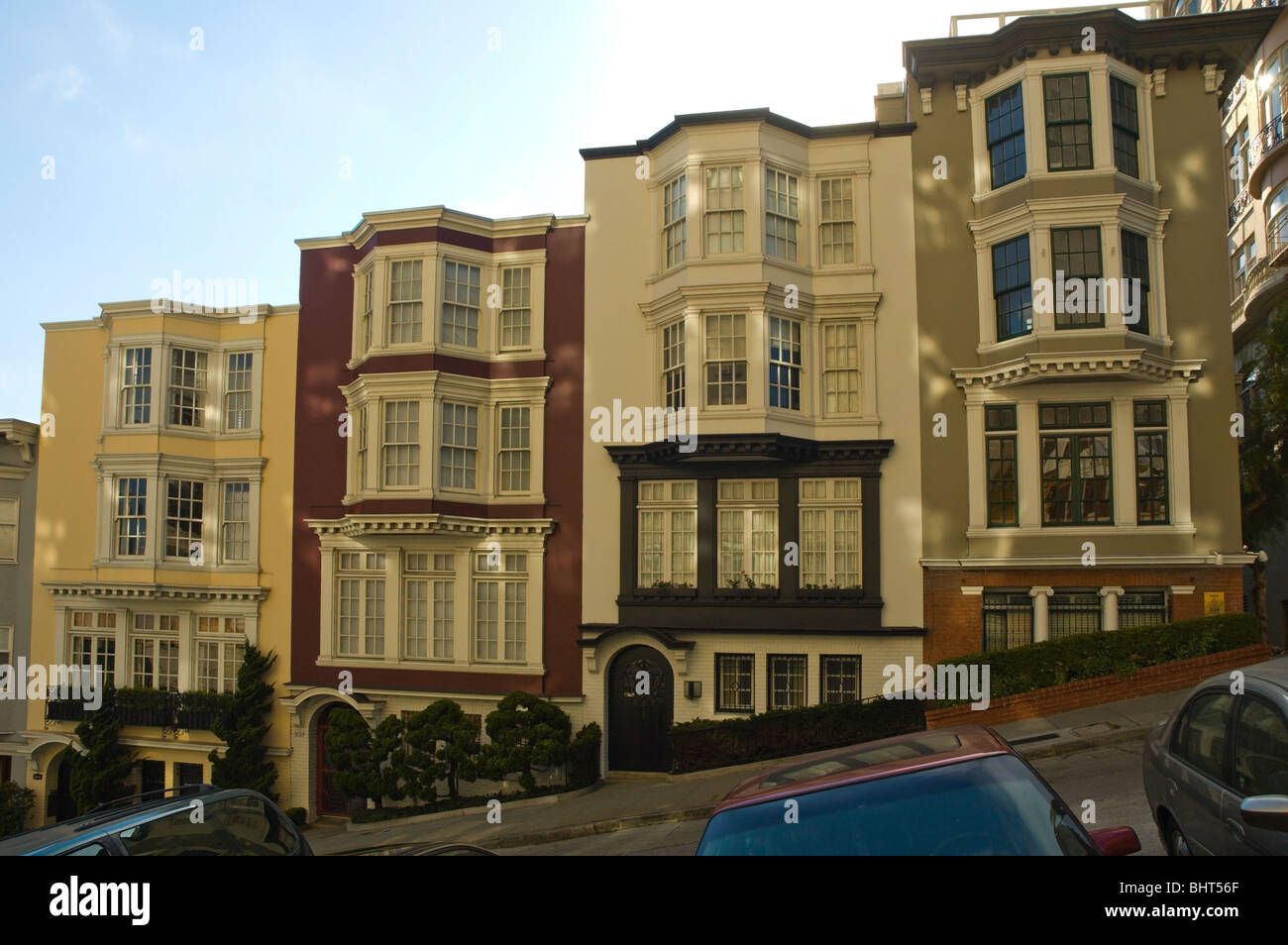 Maisons sur Mason Street, Russian Hill, San Francisco, California USA Banque D'Images