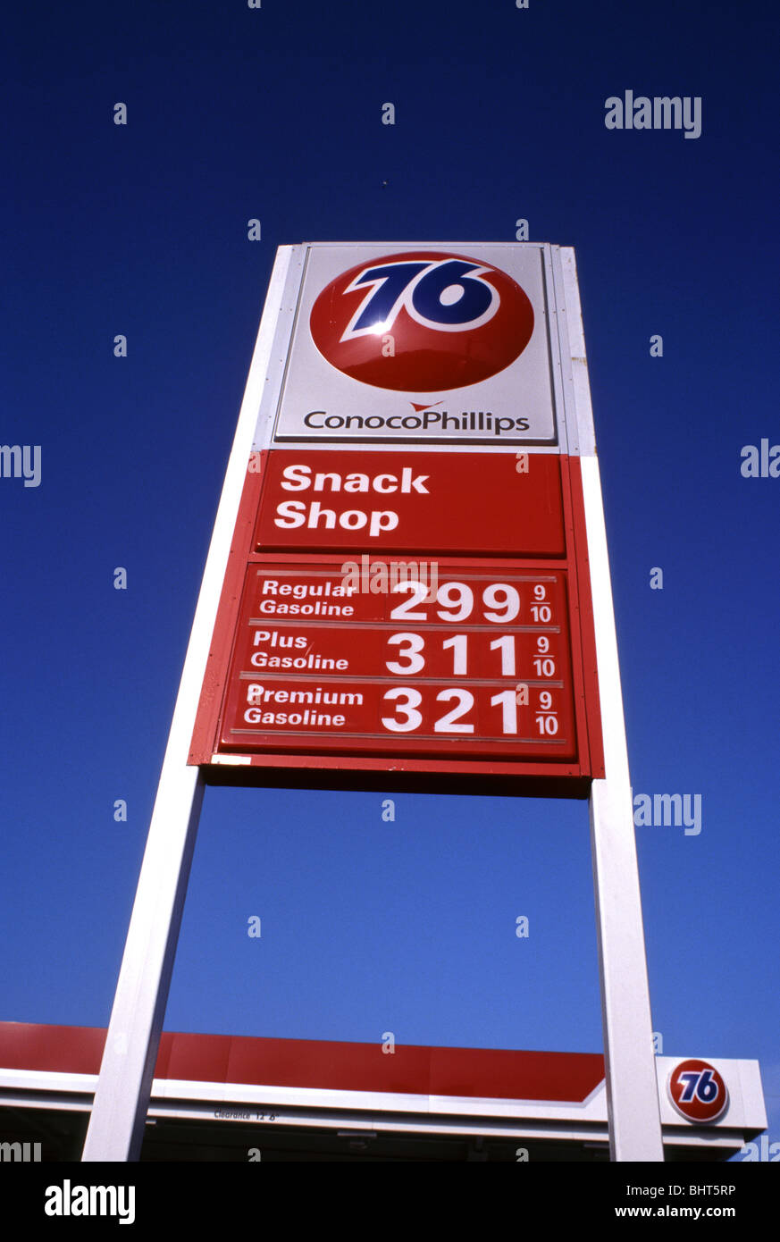 Conoco Phillips 76 station essence prix par gallon sign Banque D'Images