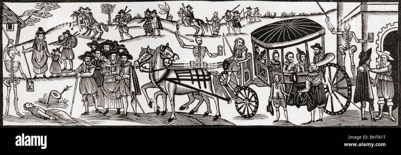 Les habitants de vol dans le pays pour échapper à la peste, 1630. Banque D'Images