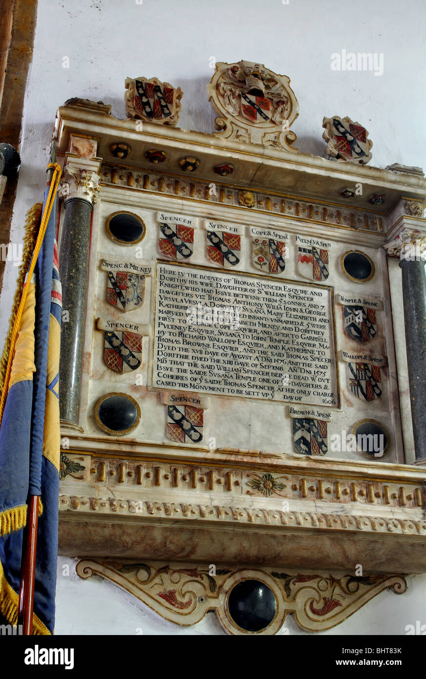 Spencer Memorial de la famille dans l'église de la Vierge Marie, Everdon, Northamptonshire, England, UK Banque D'Images