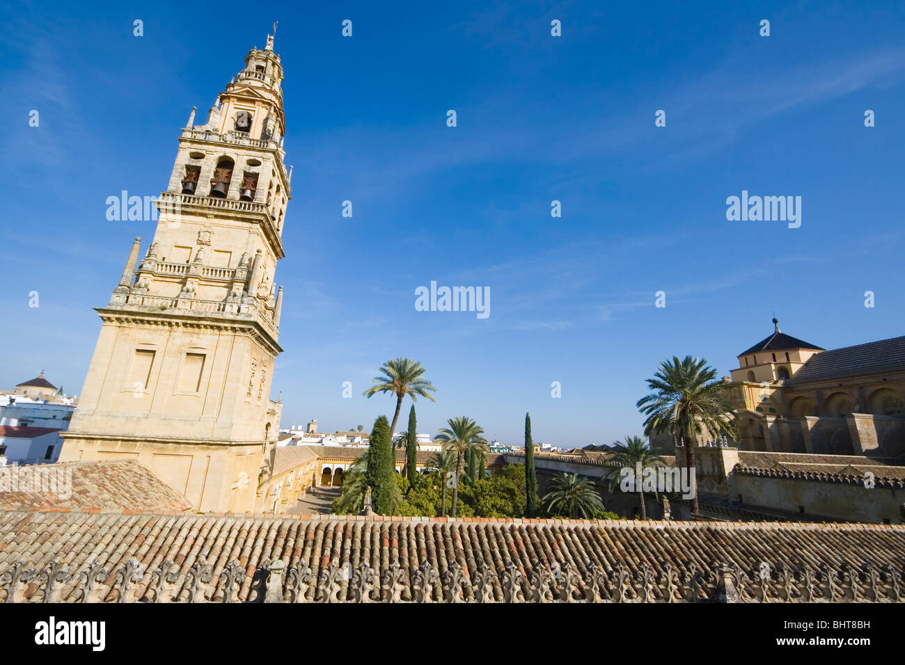 Cordoue, Espagne. Alminar tour de la Mezquita La Grande Mosquée Banque D'Images