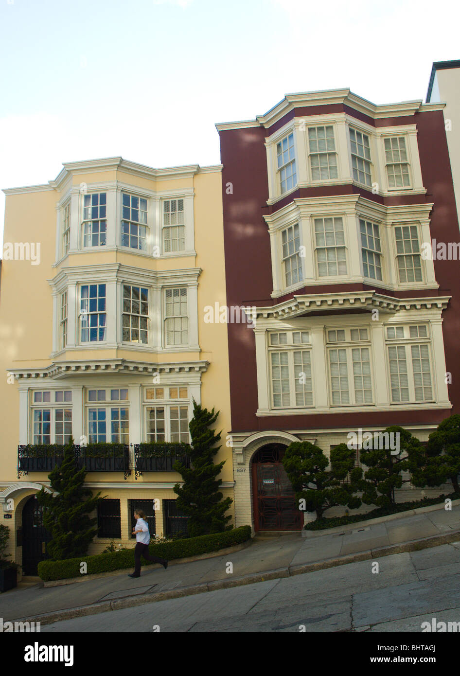 Maisons sur Mason Street, Russian Hill, San Francisco, California USA Banque D'Images