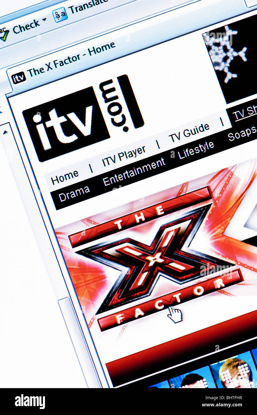 Capture d'écran de macro le site internet de l'émission de télévision X Factor - pop stars en herbe peuvent désormais télécharger des vidéos d'audition. Usage éditorial uniquement. Banque D'Images