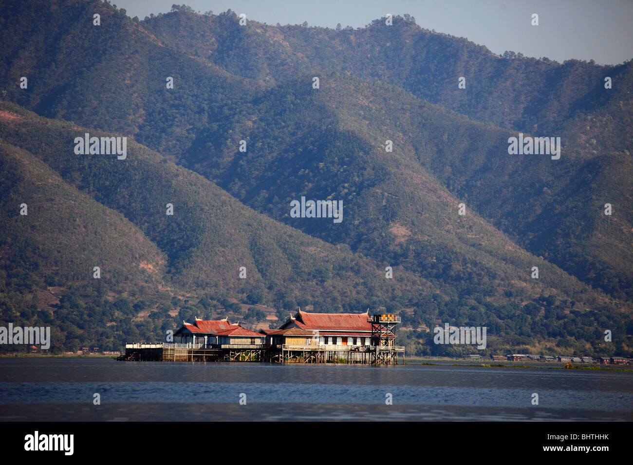 Le Myanmar, Birmanie, lac Inle, hôtel de villégiature, l'État de Shan, Banque D'Images