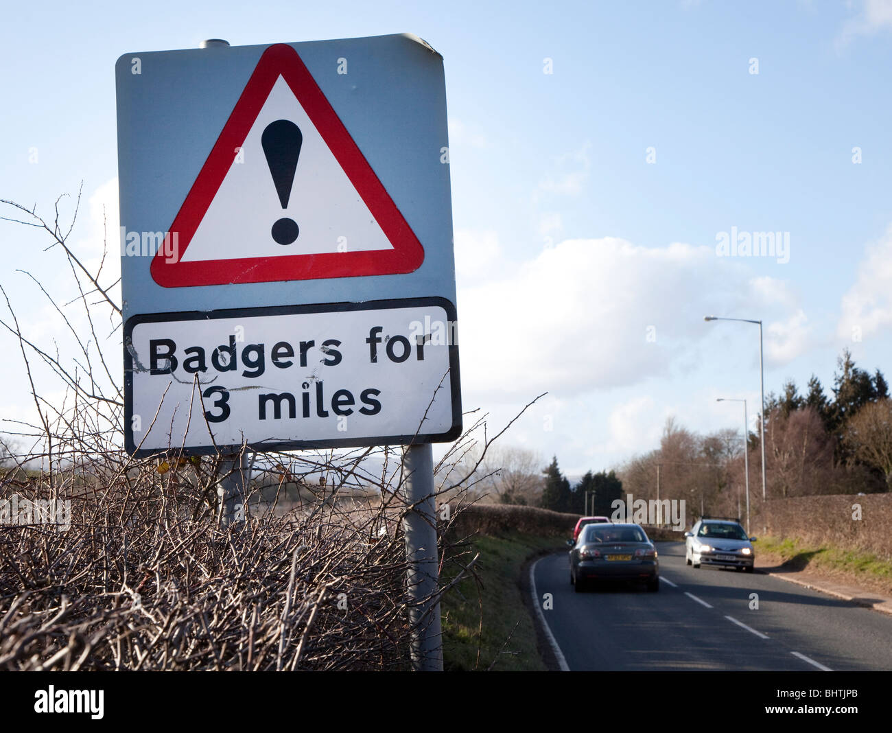 Panneau d'avertissement route royaume uni Banque de photographies et d