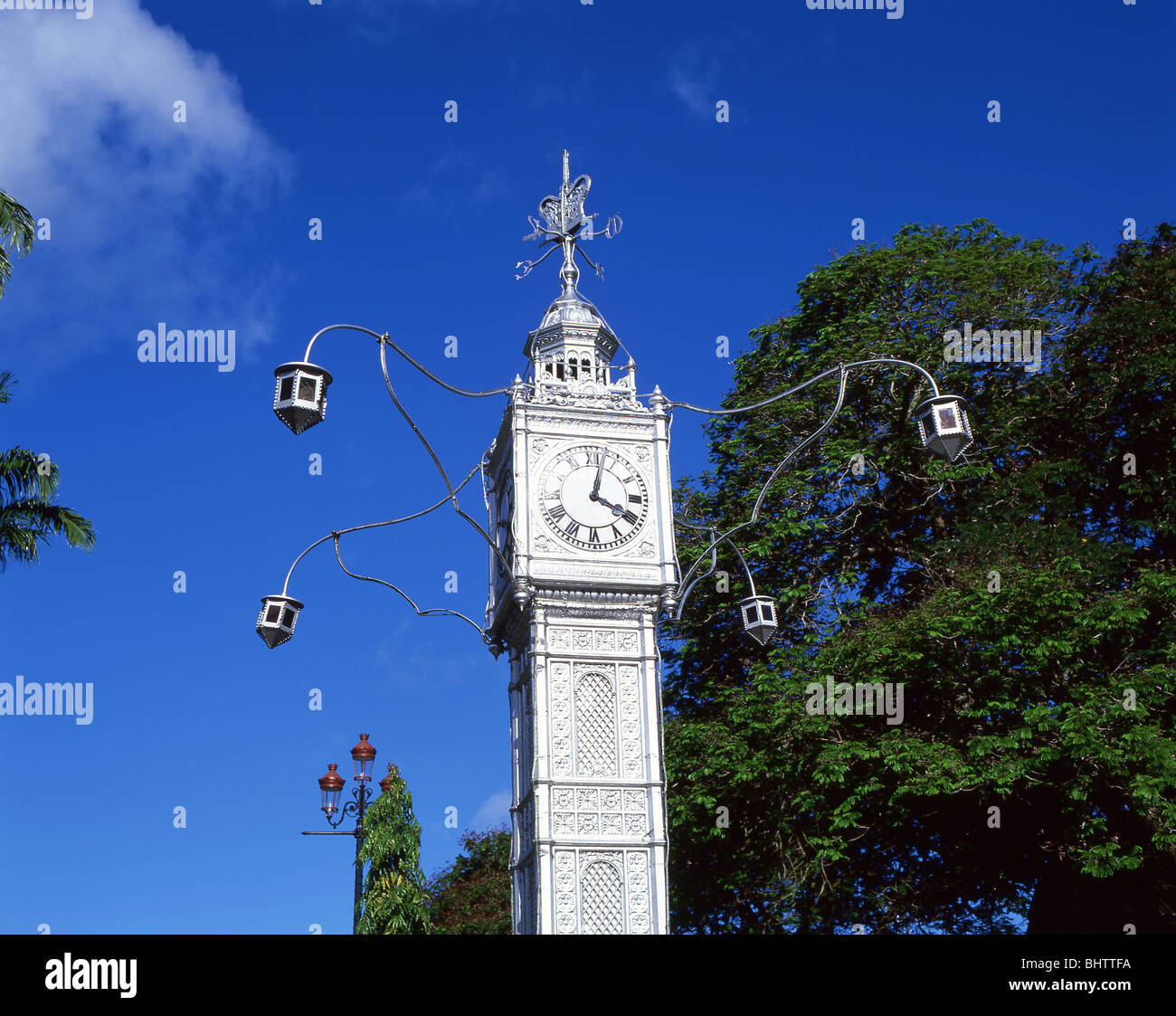 Tour de l'Horloge de Victoria, l'Avenue de l'indépendance, Victoria, Mahe, Seychelles Banque D'Images