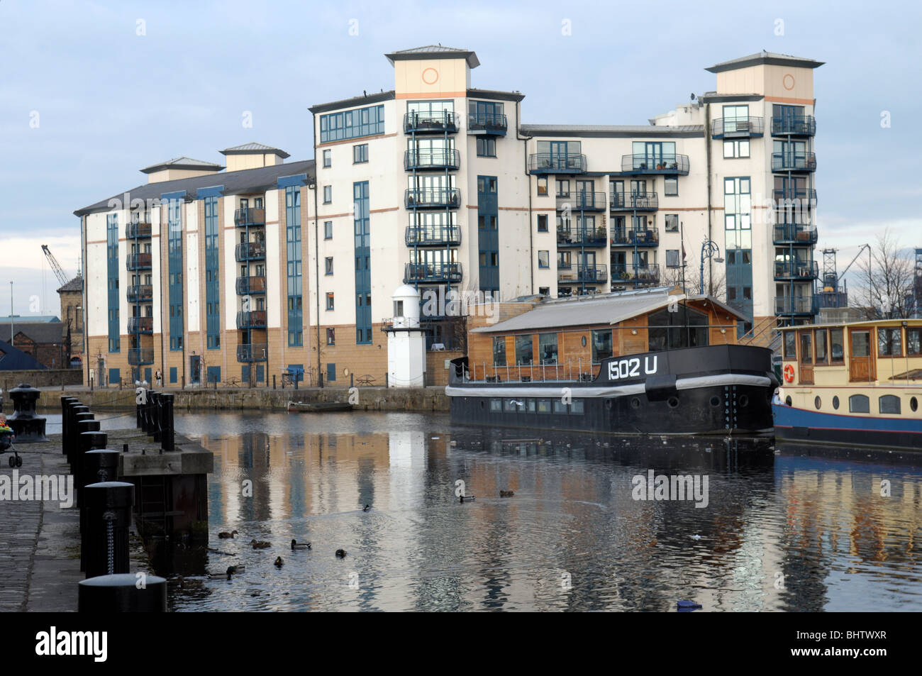 Leith Docks nouveau Lothian appartements. Banque D'Images