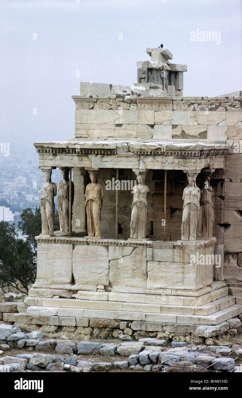 Le porche de la de l'Erichtheion, Acropole, Athènes, Grèce 680212 020 Banque D'Images