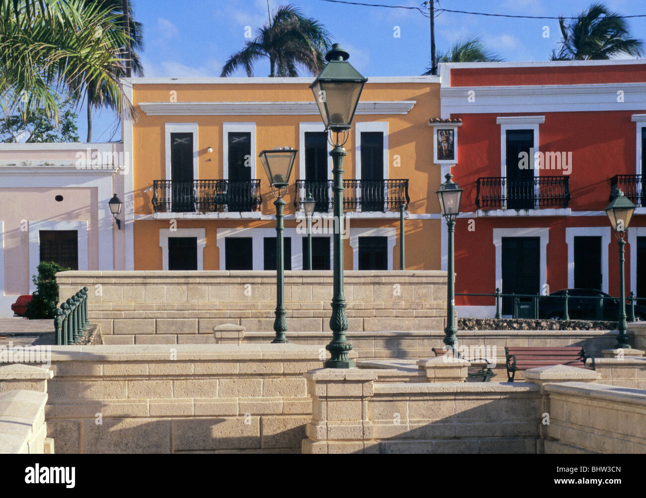 Maisons coloniales dans la vieille ville de San Juan - Porto Rico Banque D'Images