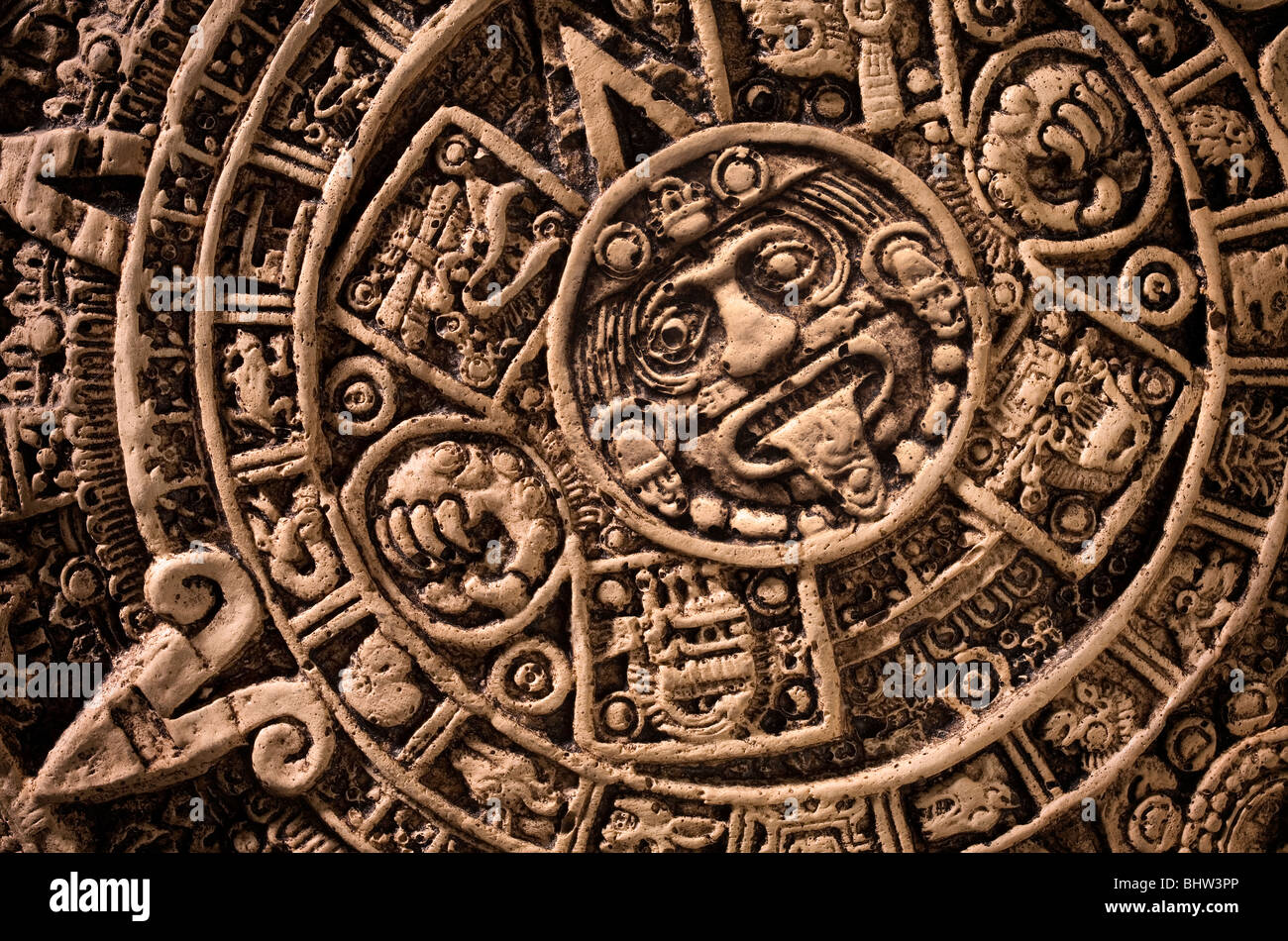 Détail du Calendrier Maya Aztèque Banque D'Images