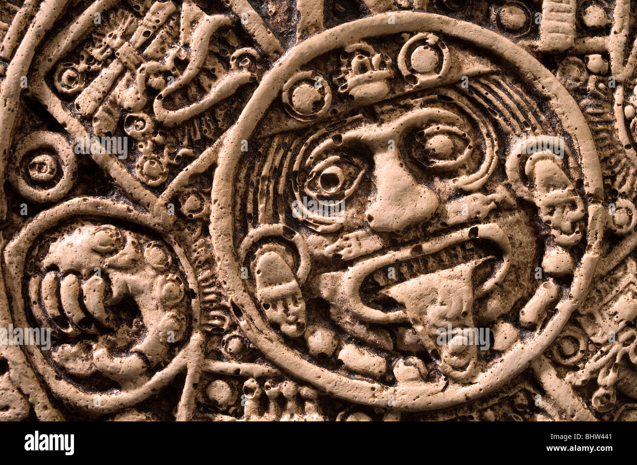 Calendrier Maya aztèque close up detail Banque D'Images