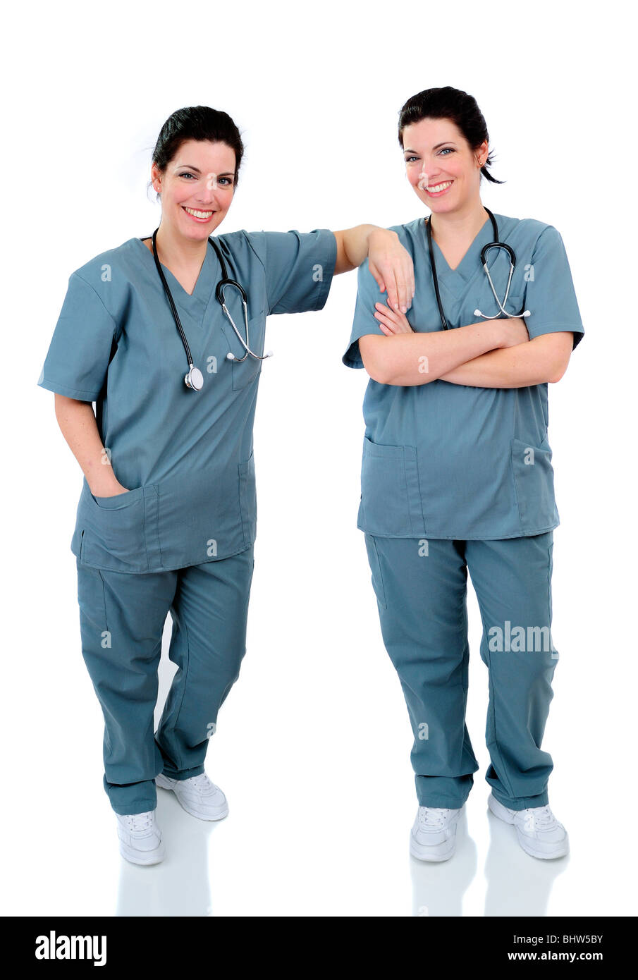 Nurse Wearing Scrubs vert Banque D'Images